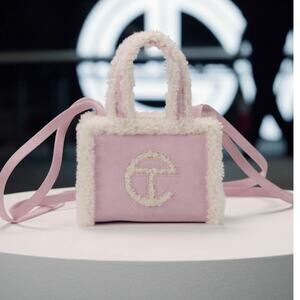 Ugg x telfar NWT pink suede shearling small shopper tote bag christmas